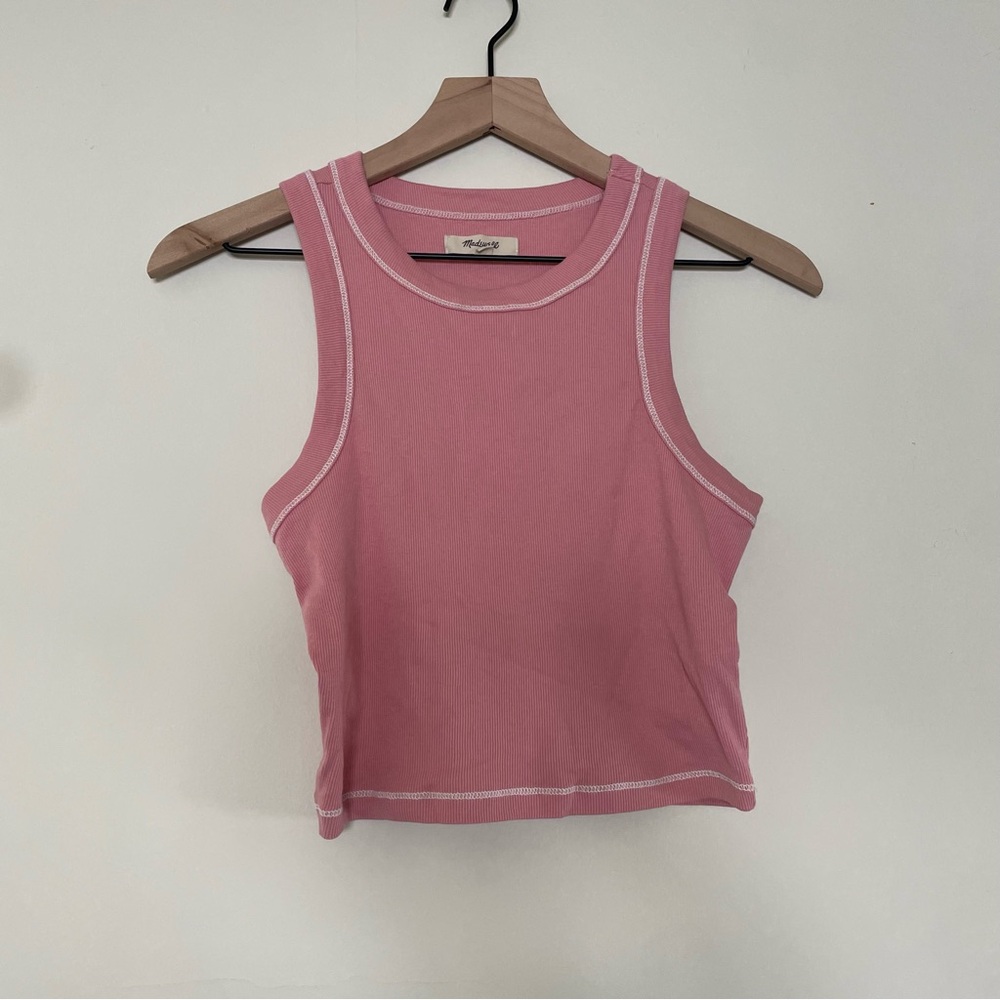 Madewell Brightside Pink Fitted Crop Tank Top